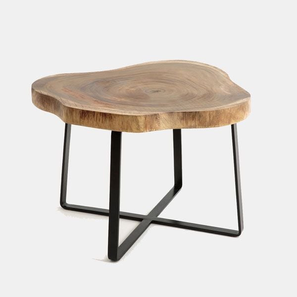 Mesa auxiliar de madera efecto tronco