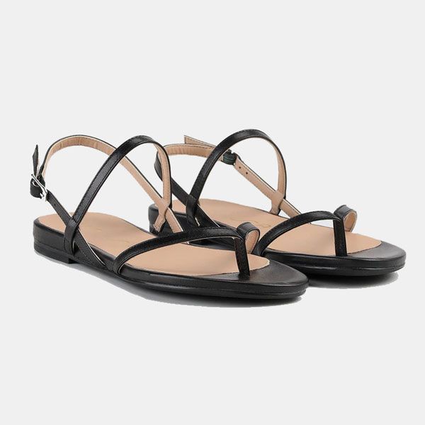 Sandalias planas multitira y en piel