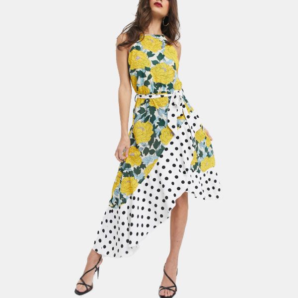 Vestido con mezcla de estampados