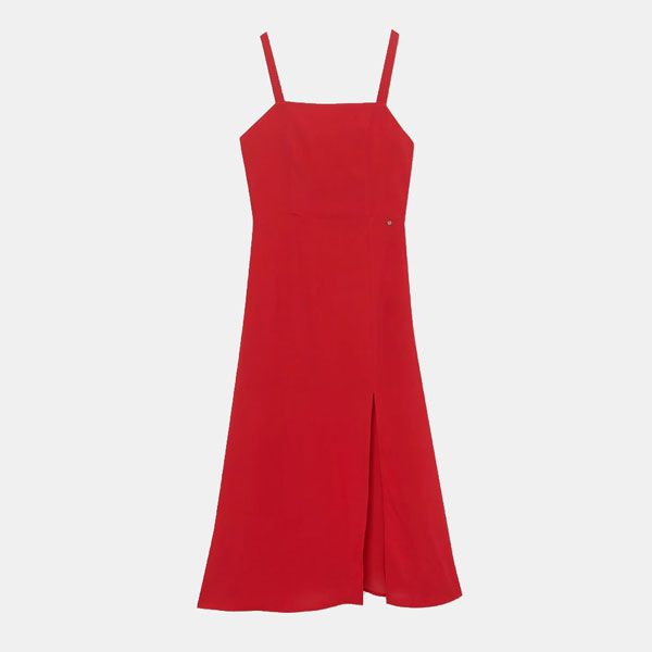 Vestido rojo con abertura