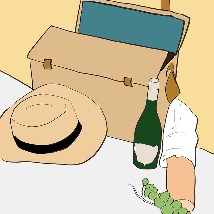 Ilustraicón pícnic en la playa