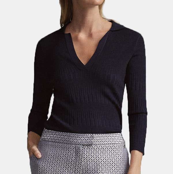 Jersey en canalé estilo camisero