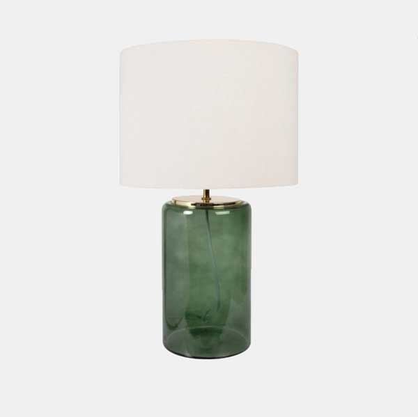 Lámpara de mesa con base de cristal tintado