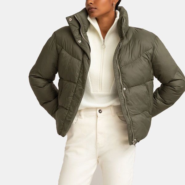 Plumífero largo beige - Mujer  Abrigo plumas mujer, Paño, Chaquetas de  invierno