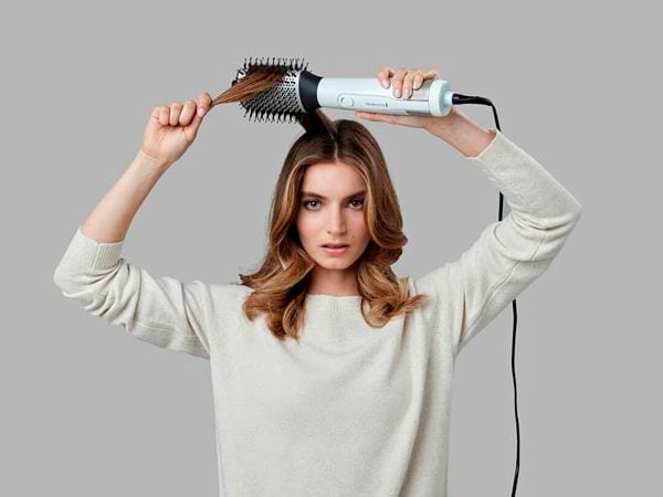 Cepillo de aire caliente estilizador y secador, cepillo giratorio para  salón de belleza en casa, peine giratorio eléctrico 2 en 1 para cabello  rizado