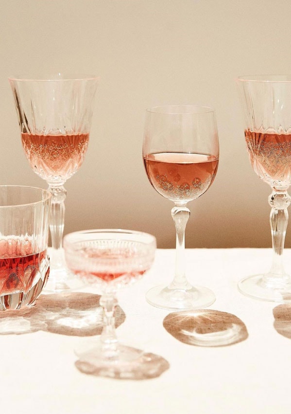 Vasos de vino de Julietas Golden Rosé