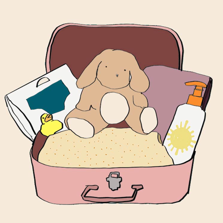 Ilustración maleta de vacaciones para niños