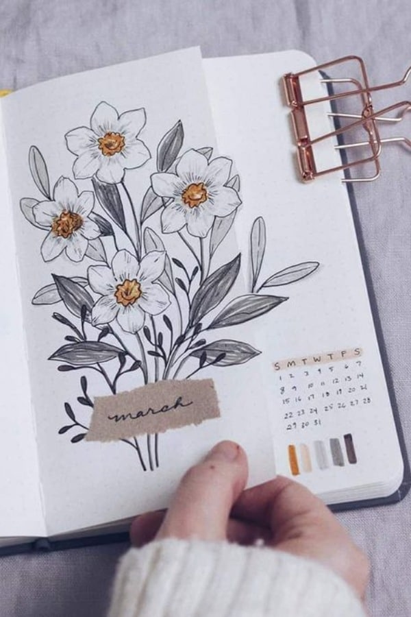 Diseño en una agenda de bullet journal