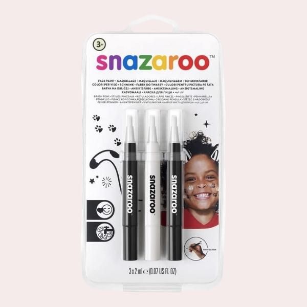 Snazaroo - Set de 3 Rotuladores de Maquillaje negro y blanco