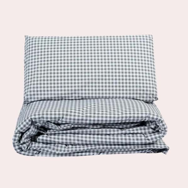 Funda nórdica Gaston percal 180 hilos vichy gris cama de 150 cm