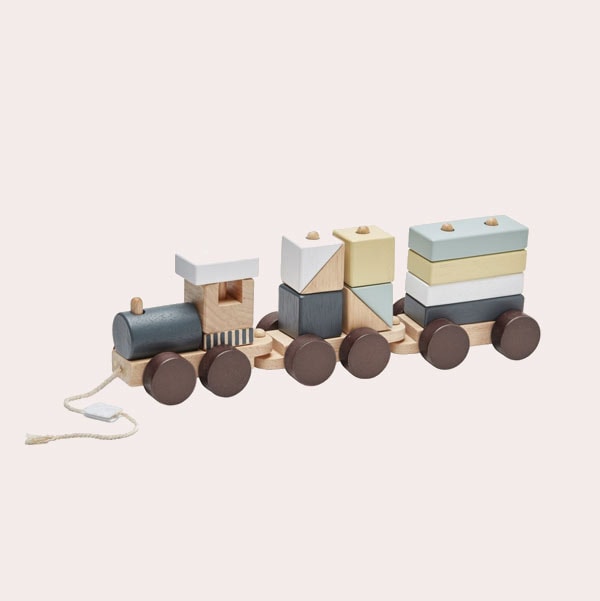 Tren con cubos apilables de madera de Kids Concept