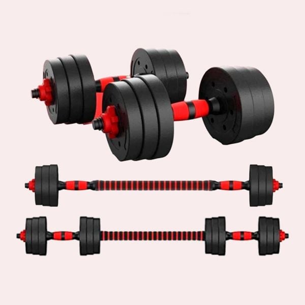 Juego de mancuernas ajustables para fitness, pesas libres con barra de  conexión utilizadas como barra para gimnasio, entrenamiento en casa,  adecuado