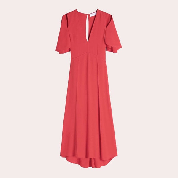 vestido midi con detalle de abertura de Victoria Beckham