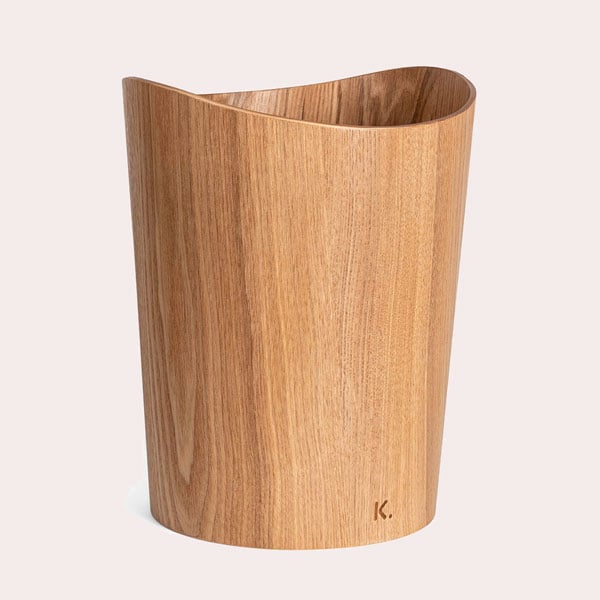 Papelera de madera con tapa forrada de madera - Cubis
