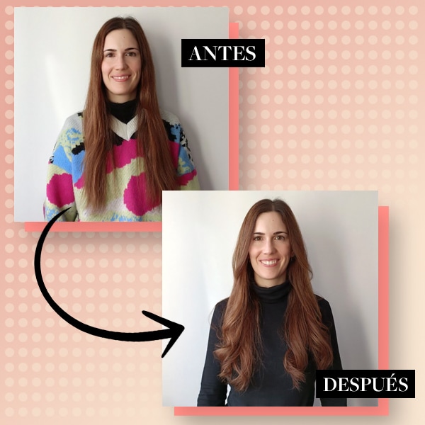 Pelo antes y después de usar Hair Rescue Protective Serum de Freshly Cosmetics