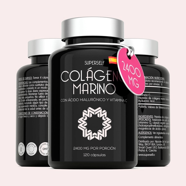 Colágeno Marino Hidrolizado 2400 mg Colageno Puro con Ácido Hialurónico y Vitamina C