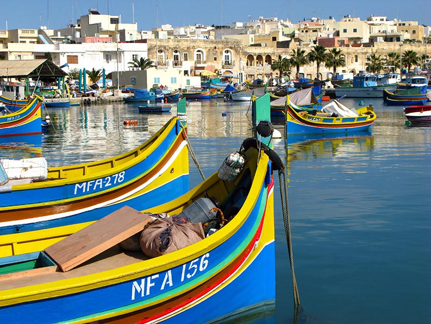 Malta-Marsaxlokk-Luzzu-Fishing-Boats