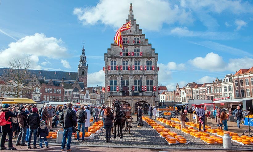 Feria de queso Gouda en la ciudad holandesa de Gouda