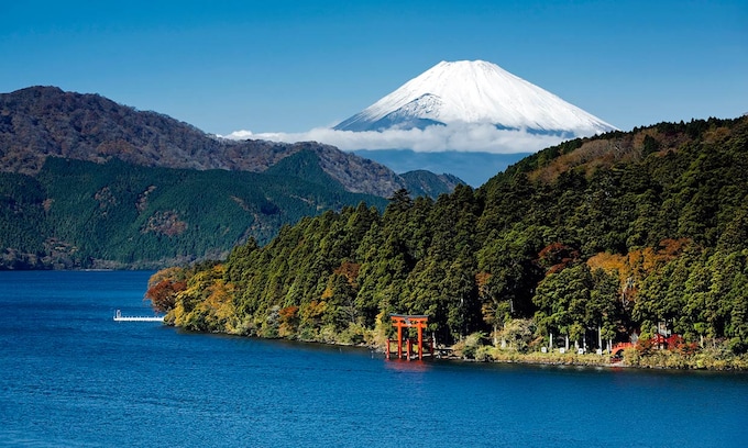 Lago Ashi y monte Fuji,  Parque Nacional Fuji-Hakone-Izu, Japón