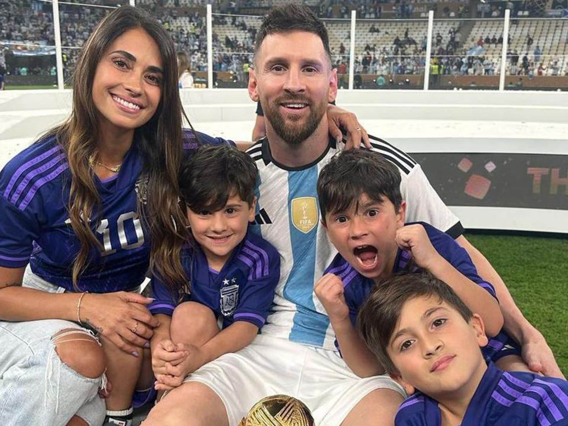 Antonela Roccuzzo and her children support Messi at the 2024 Copa América