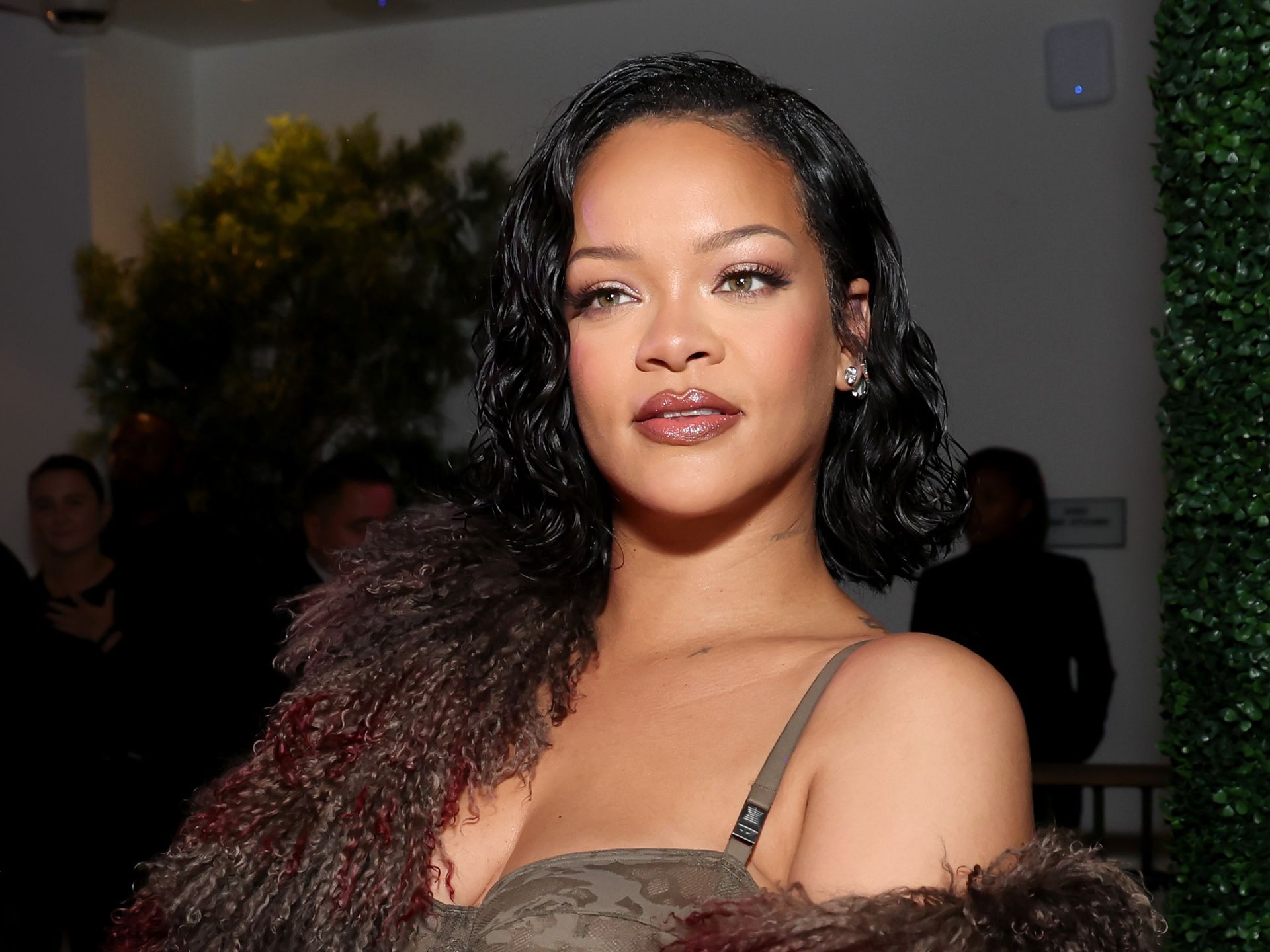 rihanna black cut out chain maxi dress Rihanna Stepped Out in a Black Brandon Maxwell Cutout Dress with A$AP Rocky  in a Brown Calvin Klein Trench Coat in Cannes