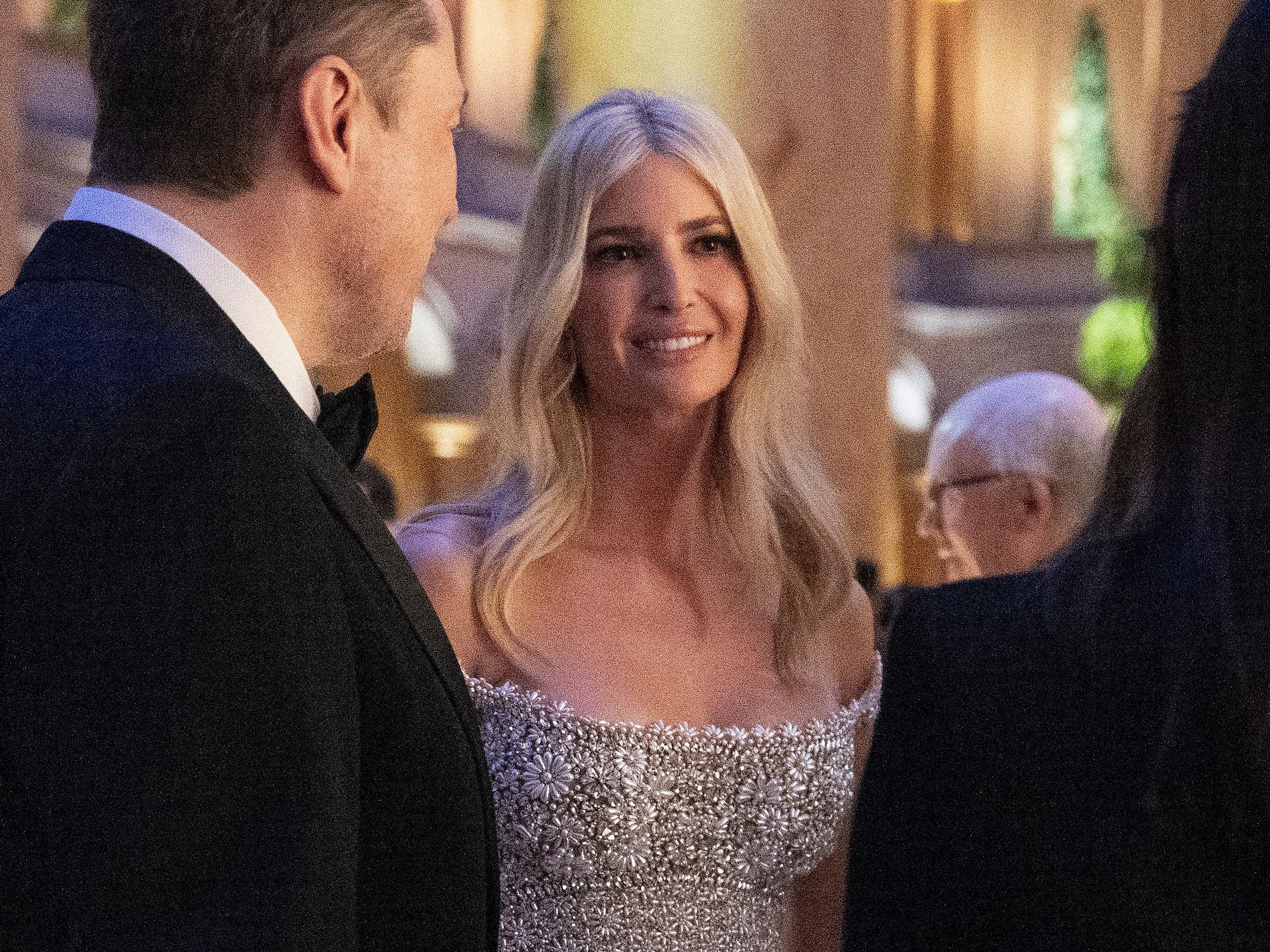 Ivanka Trump dazzles in beaded gown on eve of her father's inauguration