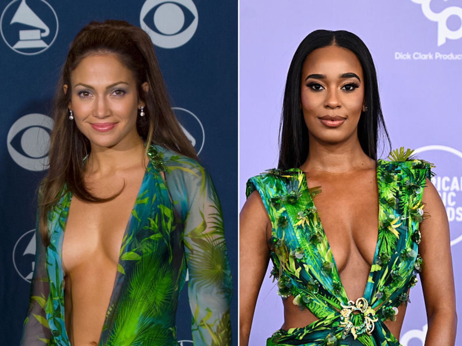 Jennifer Lopez's legendary Versace moment lives on at the AMAs with Mia Calabrese Jennifer Lopez's legendary Versace moment lives on at the AMAs with Mia Calabrese