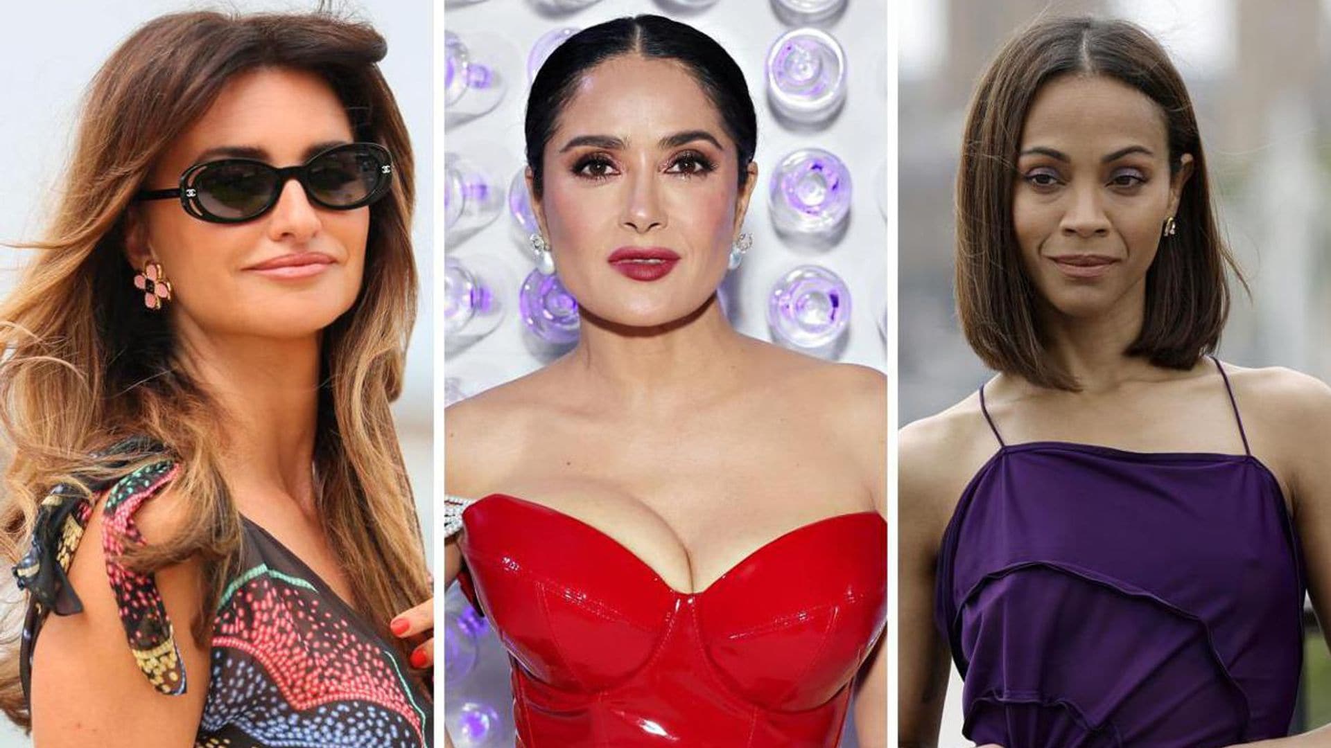 Salma Hayek, Penélope Cruz, and Zoe Saldana embrace in a powerful photo of friendship