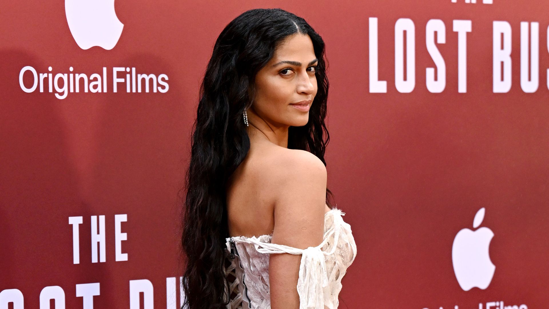 Camila Alves McConaughey poses in romantic lace-and-fringe dress during red carpet moment with Matthew McConaughey