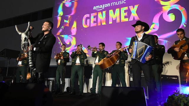 Christian Nodal performs onstage during Amazon Music celebrates the launch of Gen Mex, the new home for fans of Musica Mexicana at NeueHouse Los Angeles on May 19, 2022 in Hollywood, California. (Photo by JC Olivera/Getty Images for Amazon Music)