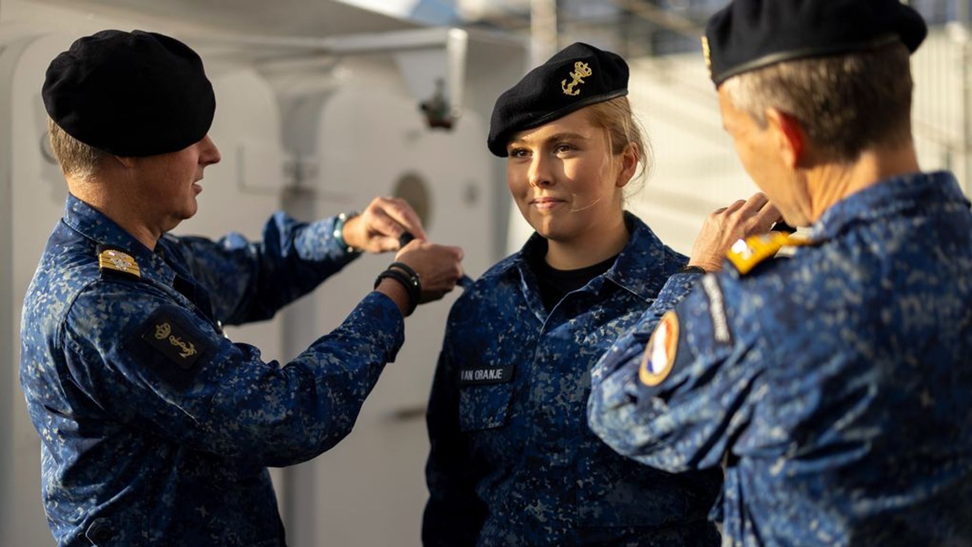 Princess Amalia celebrated her sergeant status with some cold water