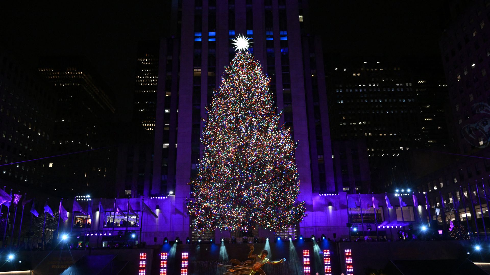 The Swarovski star is seen atop the Christmas Tree during the Rockefeller Center's annual lighting ceremony in New York.