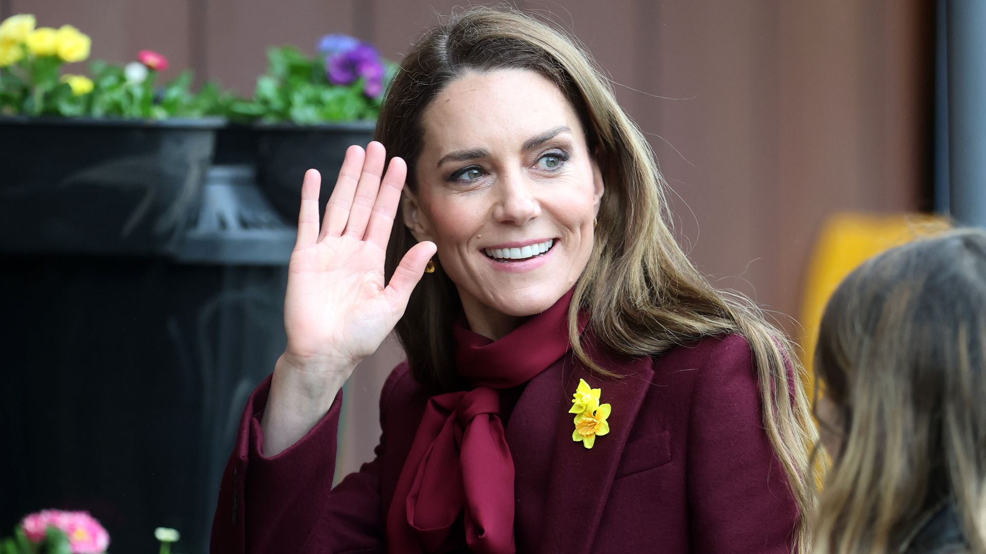 Kate Middleton channels Princess Diana in burgundy pussy-bow look during Wales visit