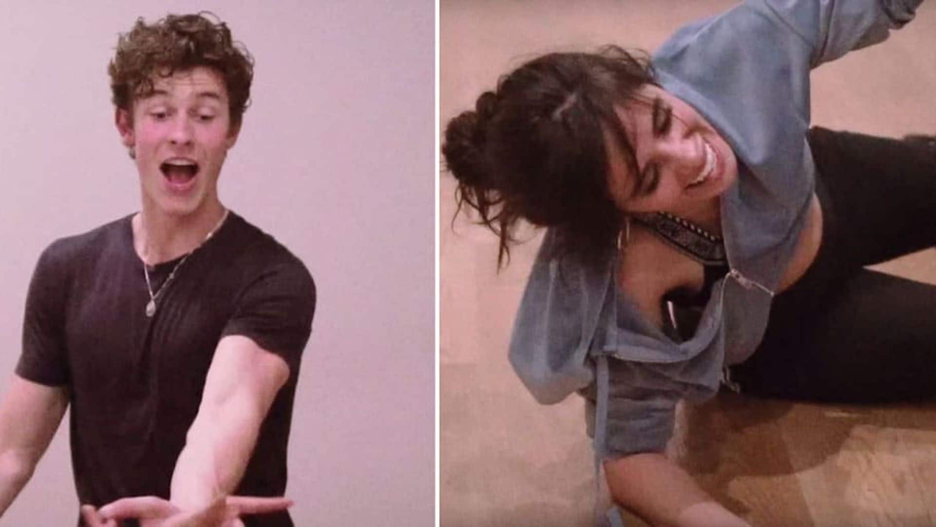 See Camila Cabello's reaction after Shawn Mendes drops her on the set of 'Señorita'