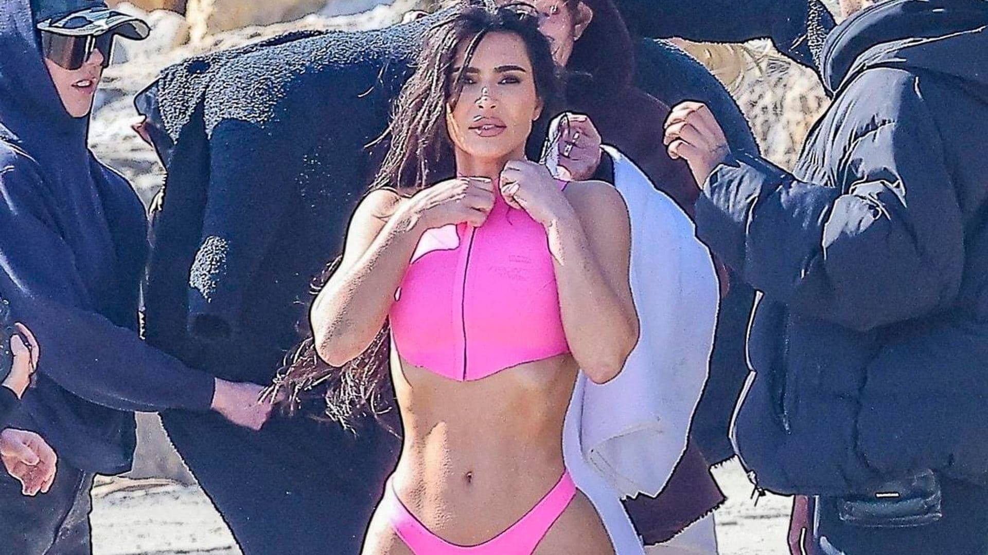 Kim Kardashian turns up the heat in pink thong bikini: New photo shoot