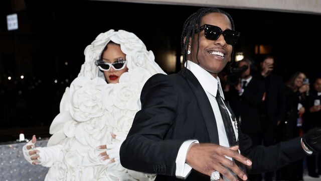 Rihanna and A$AP Rocky attend The 2023 Met Gala Celebrating "Karl Lagerfeld: A Line Of Beauty"