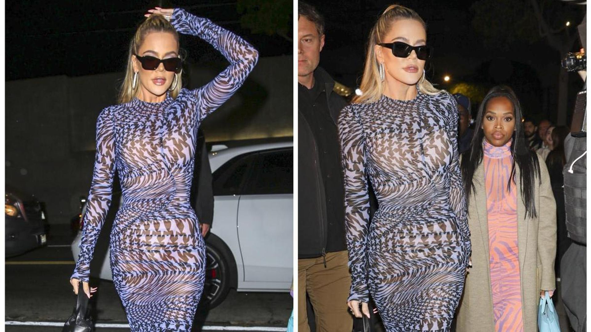 Khloé Kardashian shows off all her curves in see-through star-print dress