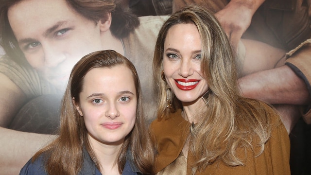 Vivienne Jolie-Pitt and Angelina Jolie at the opening night of 'The Outsiders'
