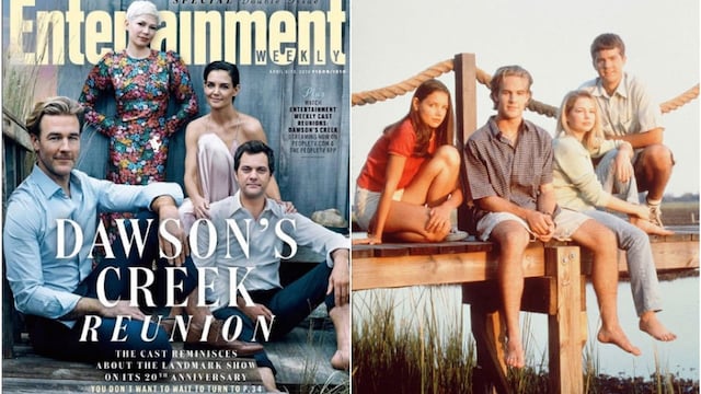 <b>Cast reunions of your favorite TV shows and movies are the ultimate in throwback fun. Scroll through to see the then-and-now photos of some of Hollywood's most iconic stars and as they get together sometimes completely by surprise! with their castmates from way back in the day.</b>
<b>Dawson's Creek</b>
It might not be the reunion fans of the hit '90s show were hoping for but Katie Holmes, Michelle Williams, Joshua Jackson and James Van Der Beek came together for a cover of Entertainment Weekly to celebrate the show's 20th anniversary in March 2018.
"I think we've all sort of seen each other over the years, but not everybody all together," Katie Holmes shared with the magazine. "And never for long enough."
Photo: Entertainment Weekly/Warner Bros.