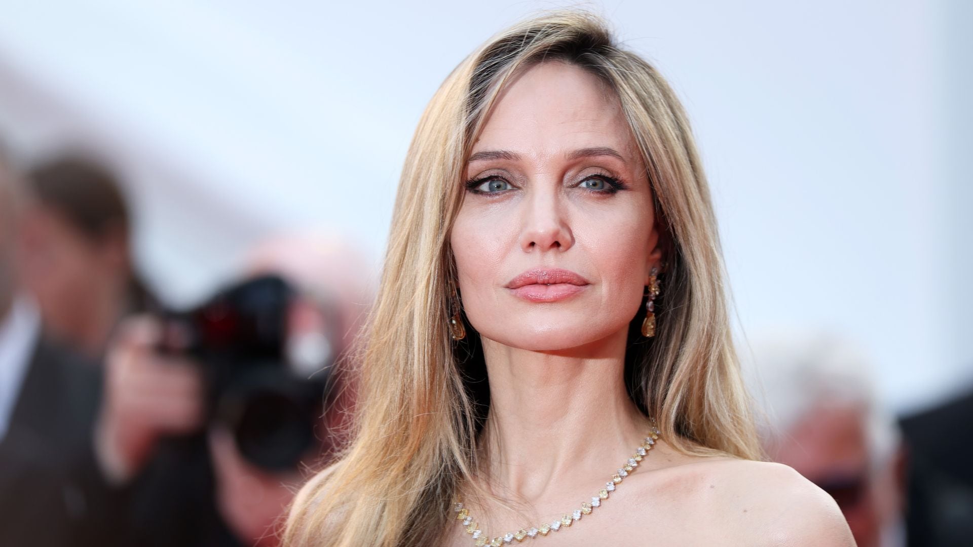 Angelina Jolie attends the "Eddington" red carpet at the 78th annual Cannes Film Festival at Palais des Festivals on May 16, 2025 in Cannes, France. (Photo by Monica Schipper/Getty Images)