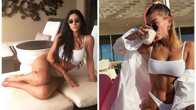 Kim Kardashian con el modelo strap bikini en blanco de Hunga Z