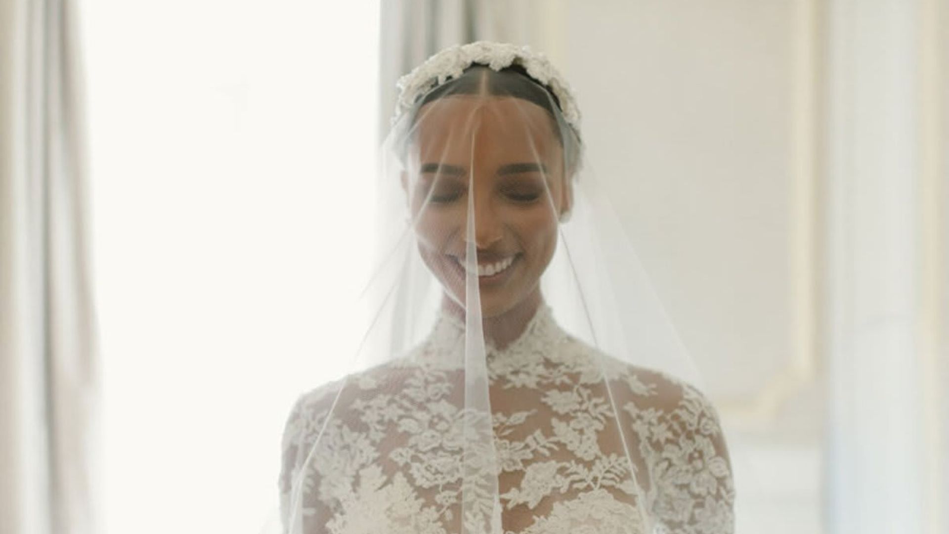 Jasmine Tookes marries Juan David Borrero wearing a dress inspired by Grace Kelly