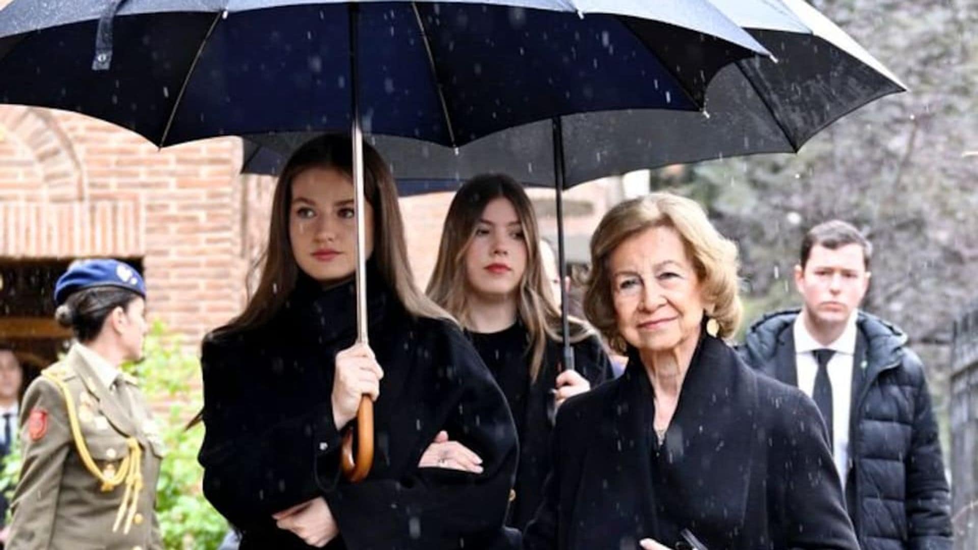 Queen Sofia Supported by Her Grandchildren at Princess Irene’s Farewell