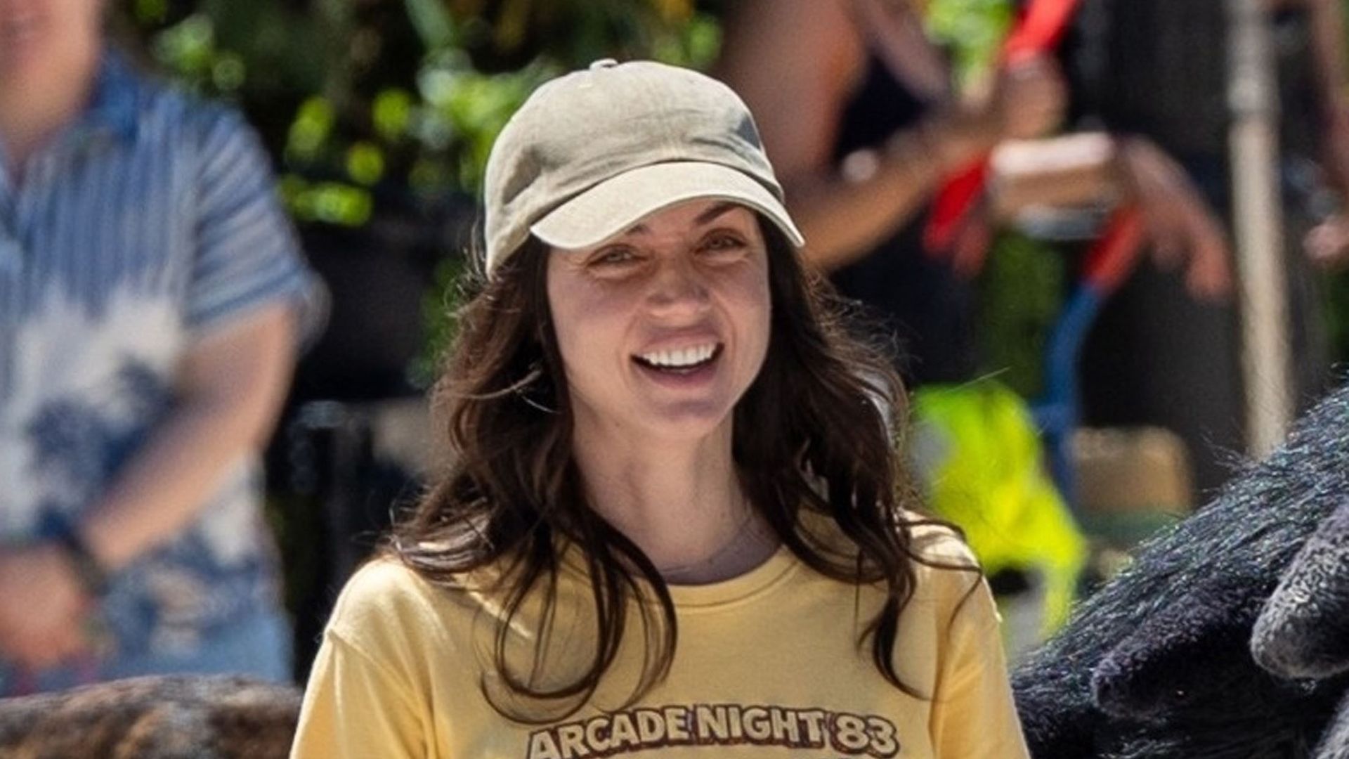 Ana de Armas captured alongside giant gorilla character while filming mystery scenes