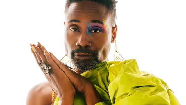 Billy wears full look by Victor Lopez, earrings by Erickson Beamon, rings by Jill Herlands (Photography: Taylor Miller)
