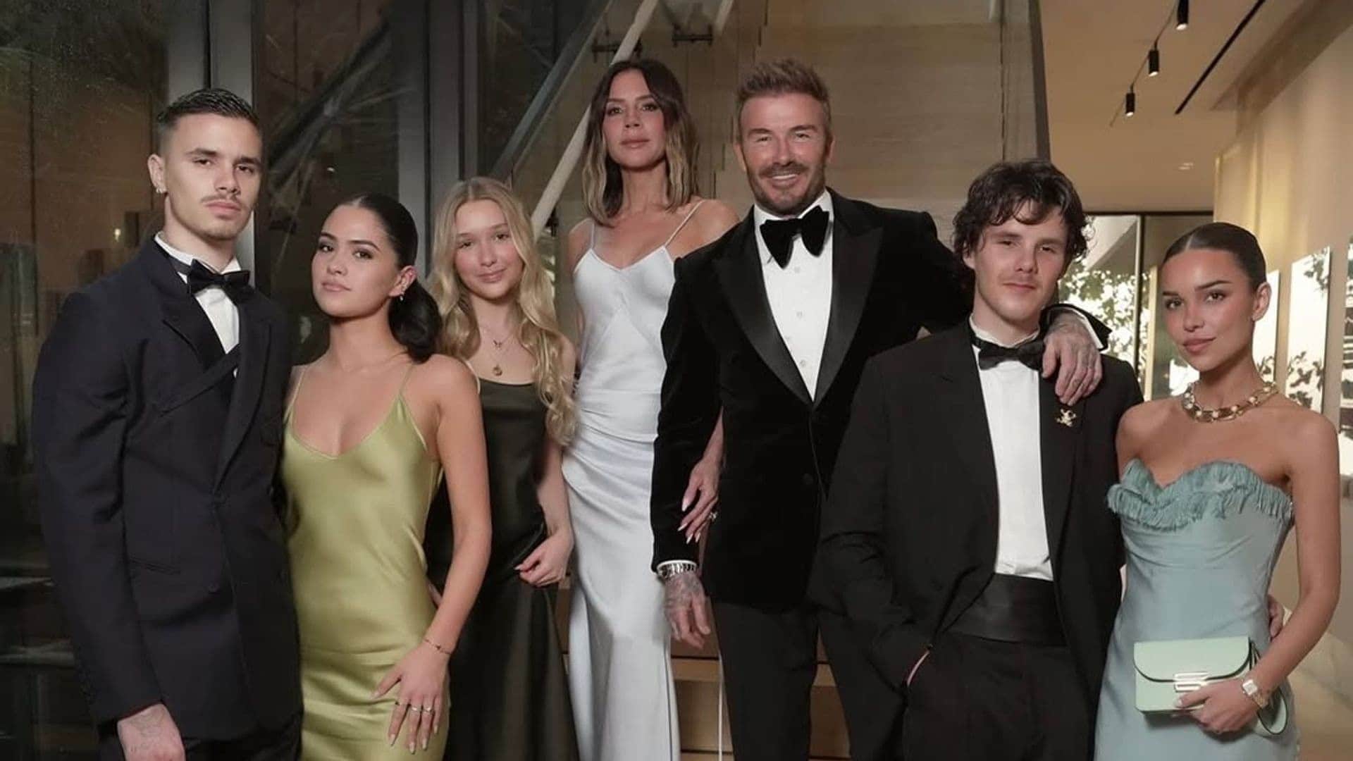 Harper Beckham wows with glam look at David’s 50th Bash