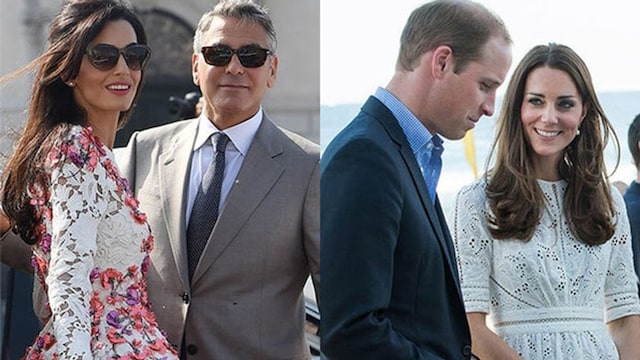 Lacing Up: The international human rights barrister stunned in a lace Giambattista Valli number the day after her wedding, which featured a shock of color thanks to floral appliques and miles of leg with its mullet hemline. To kick off her Easter weekend while on tour in Australia, Kate kept it light, airy and simple in an eyelet frock by one of the country's homegrown labels, Zimmermann.