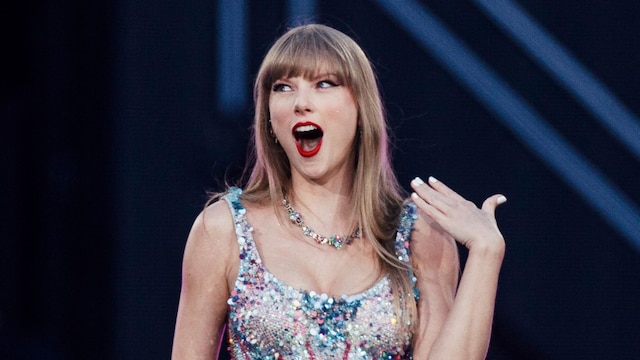 American singer and songwriter Taylor Swift performs on stage as part of her Eras Tour in Lisbon on May 24, 2024. (Photo by ANDRE DIAS NOBRE / AFP) (Photo by ANDRE DIAS NOBRE/AFP via Getty Images) 
