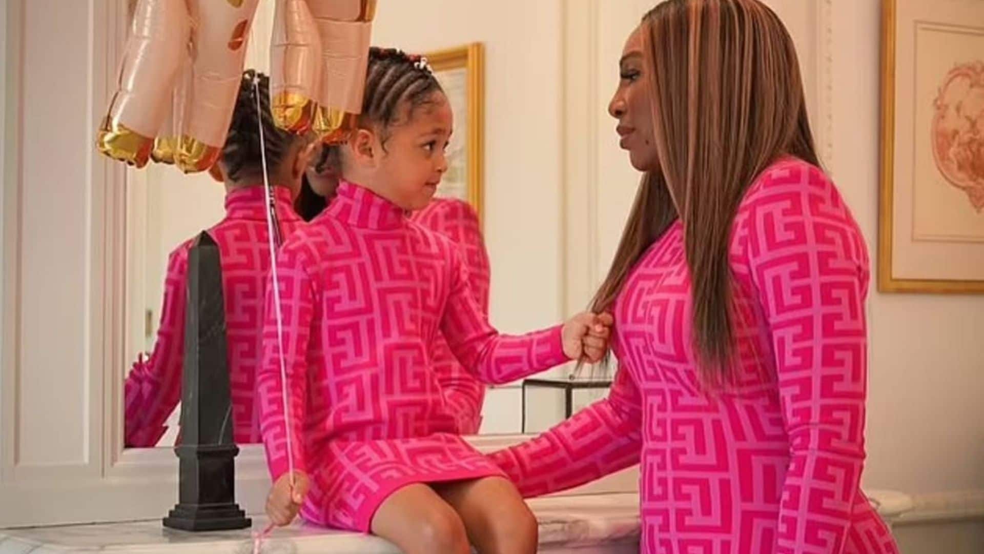 Serena Williams and daughter Olympia look pretty in pink in matching Balmain dresses