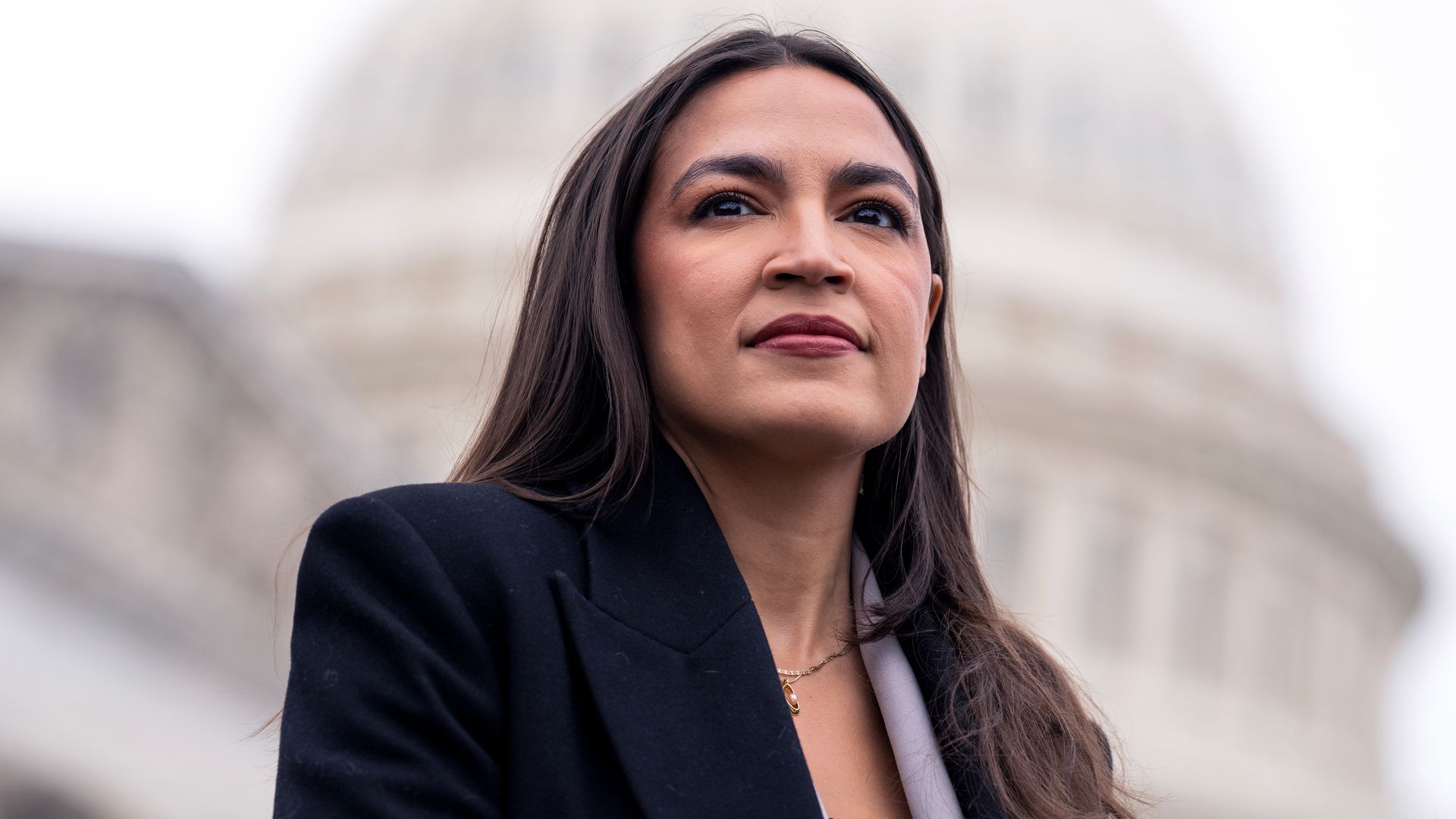Rep. Alexandria Ocasio-Cortez, D-N.Y., attends a news conference on Temporary Protected Status (TPS) for Ecuadorians residing in the U.S., outside the Capitol on Tuesday, November 19, 2024. (Tom Williams/CQ-Roll Call, Inc via Getty Images)